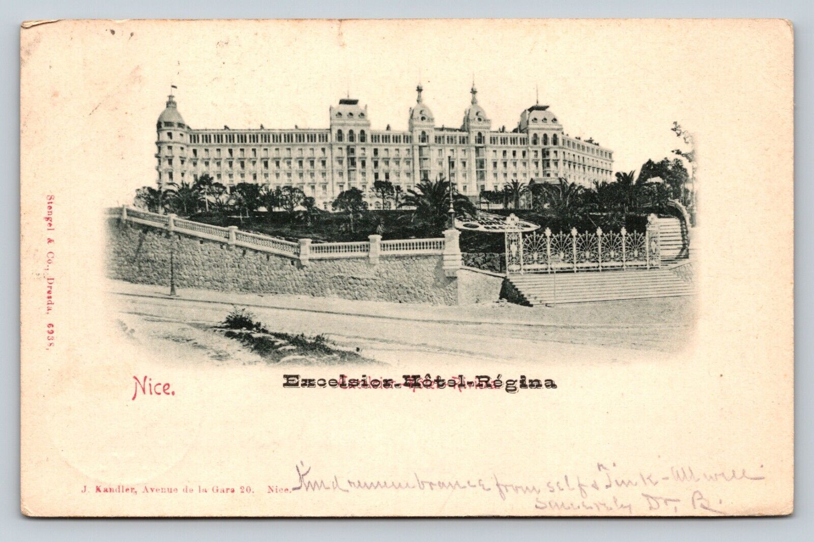 c1906 Excelsior Hotel Regina NICE France Vintage Postcard 0484