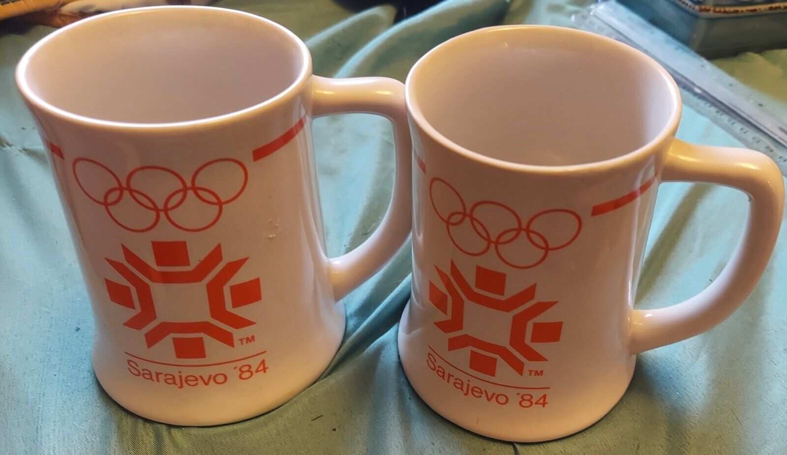 2-1984 Sarajevo XIV Winter Olympics Coffee Mugs Vintage Souvenir Original Logo