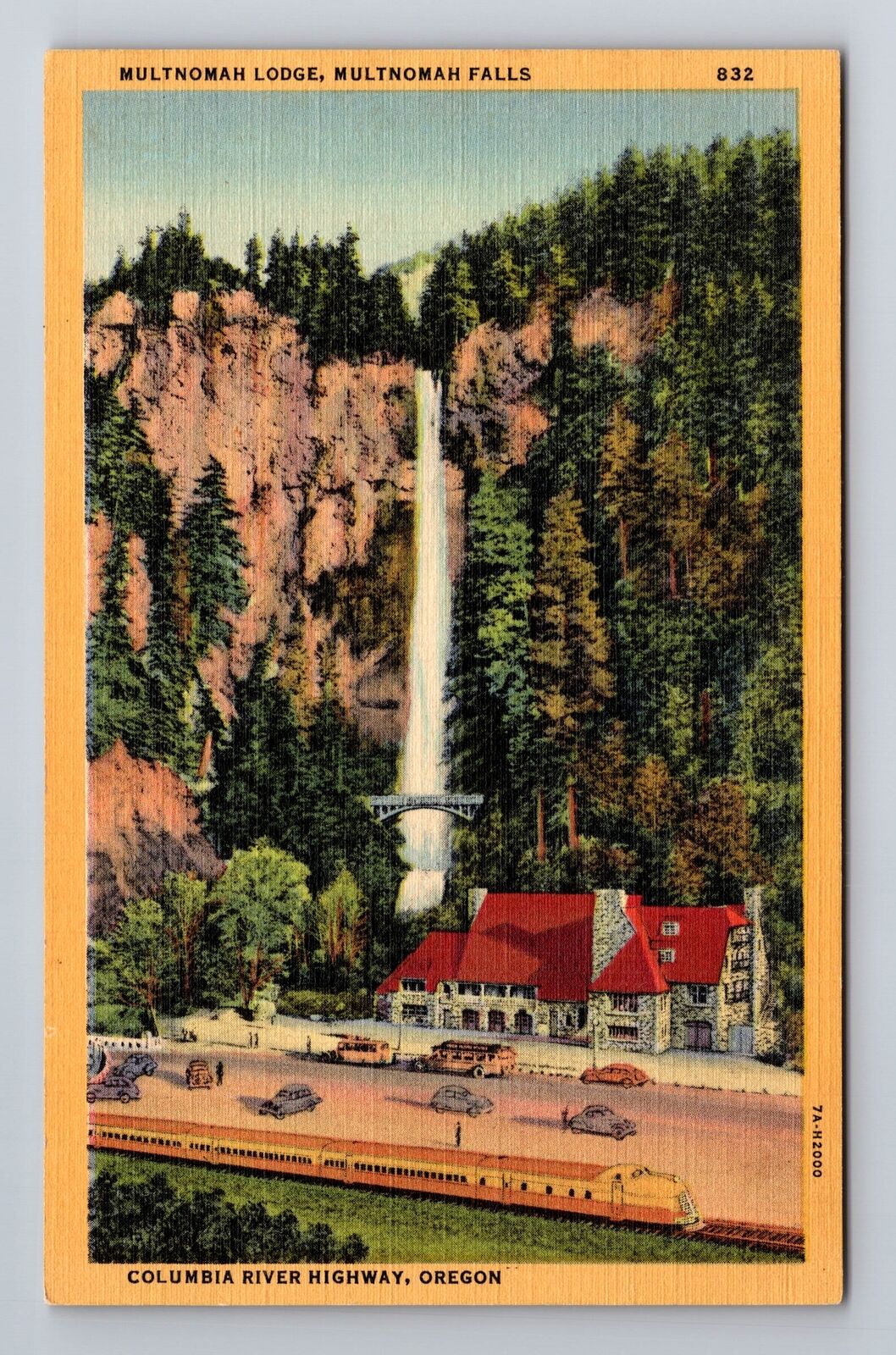 Multnomah Falls OR-Oregon, Multnomah Lodge, Advertising Antique Vintage Postcard