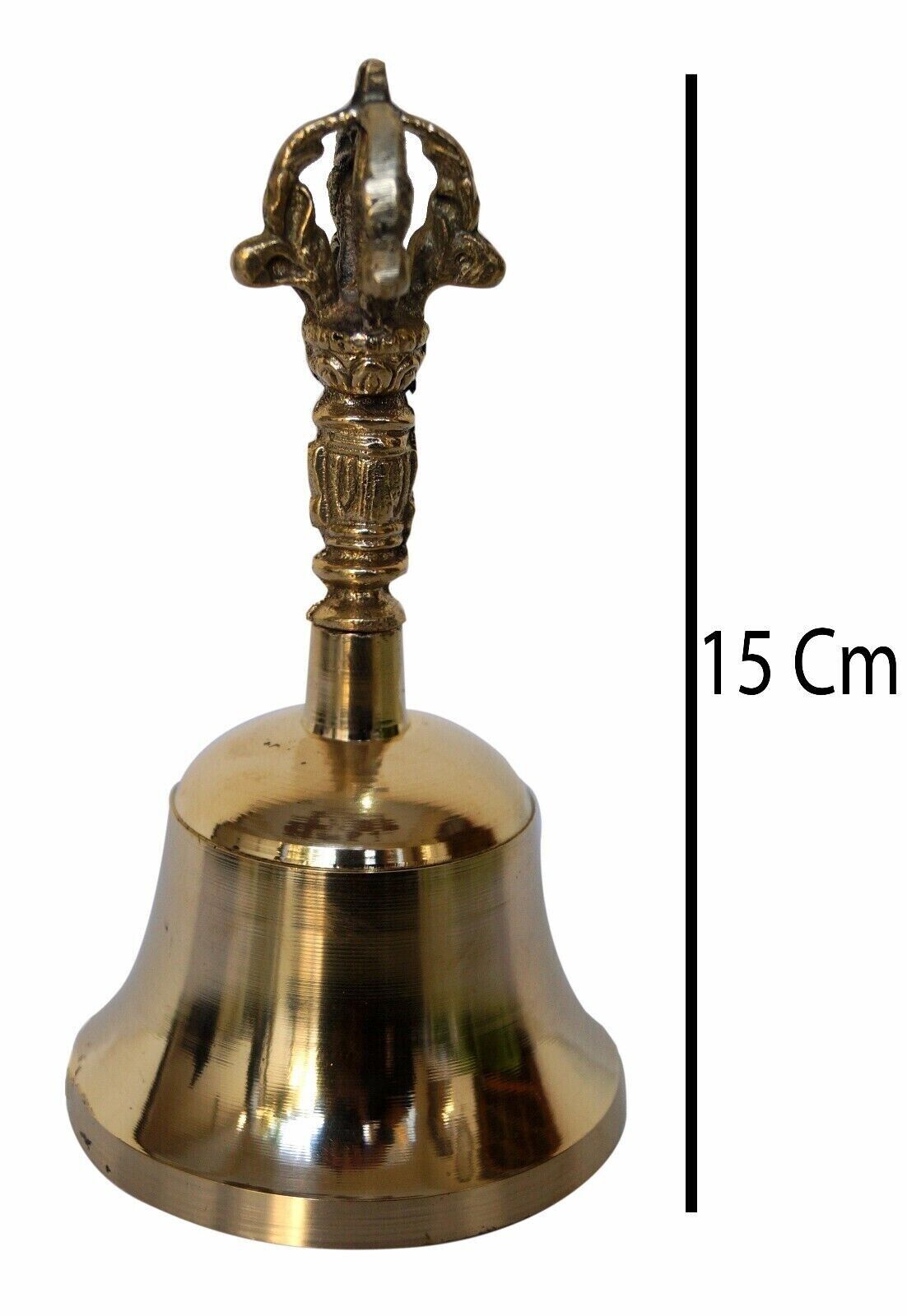 Antique Vintage Brass Bronze Church, Temple Bell With Statue Handle Nice Sound