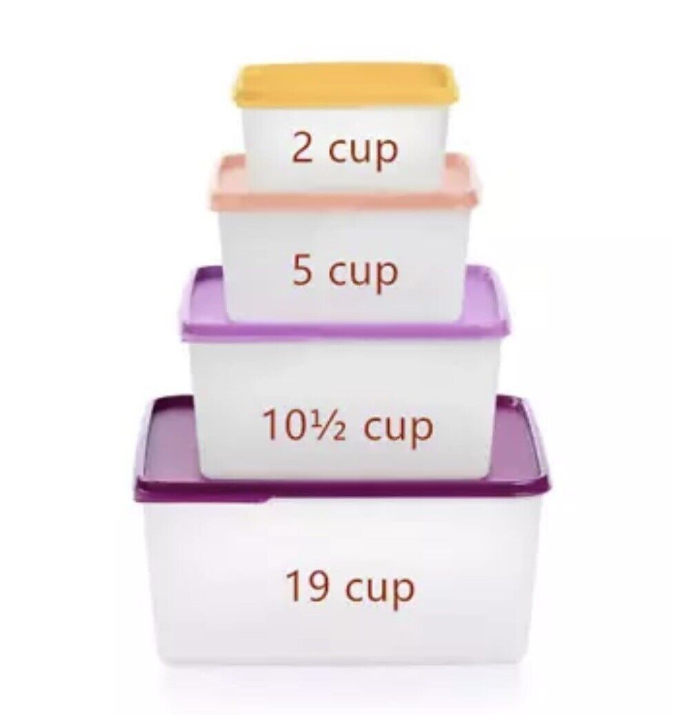 Tupperware KeepTabs Nesting Container Set of 4 Purple New
