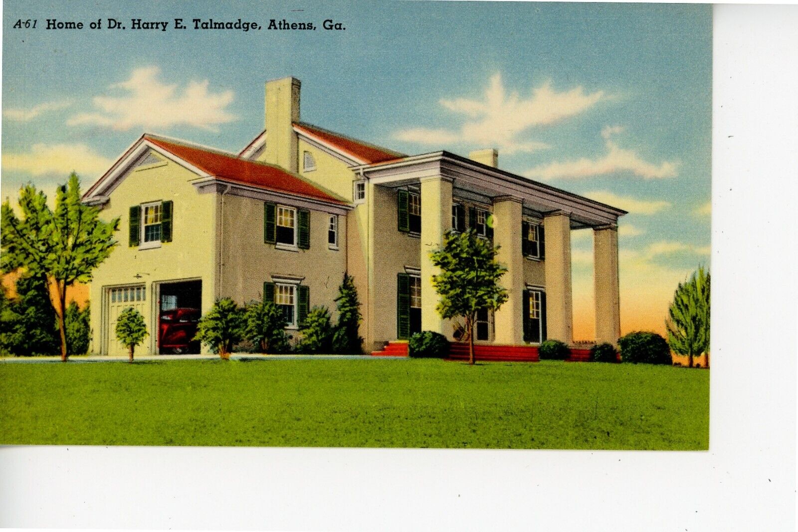 Postcard Home of Dr. Henry Talmadge, Athens,  Georgia  BGA 011-012