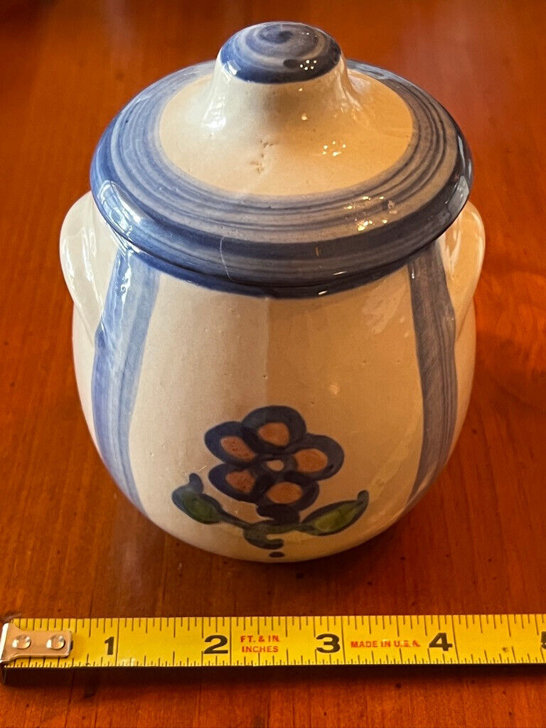 MA Hadley stoneware art pottery flower floral sugar bowl w/ lid