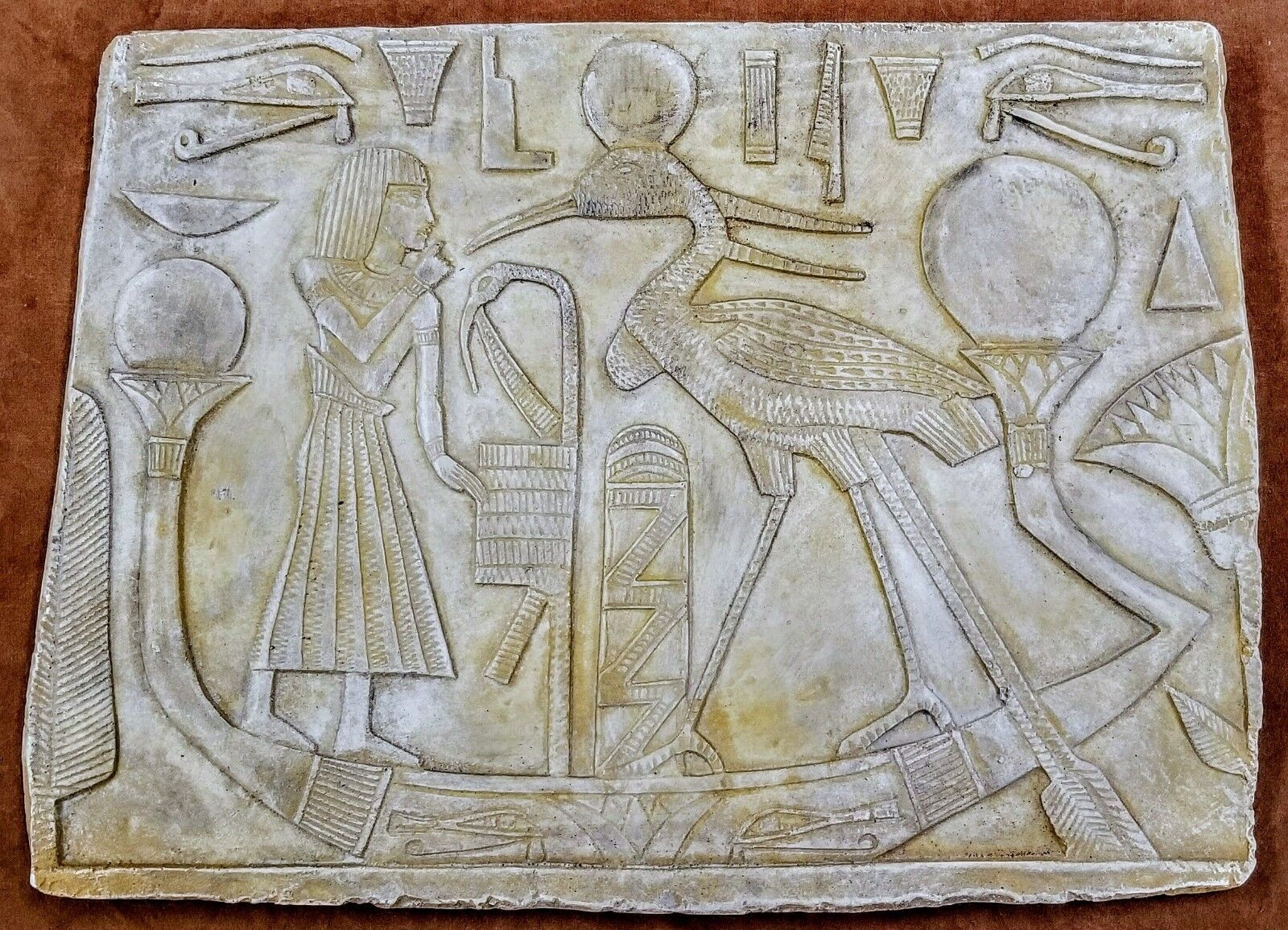 Ancient Egyptian Wall Tablet Plaque Ramses Boat Tut Isis Anubis Horus