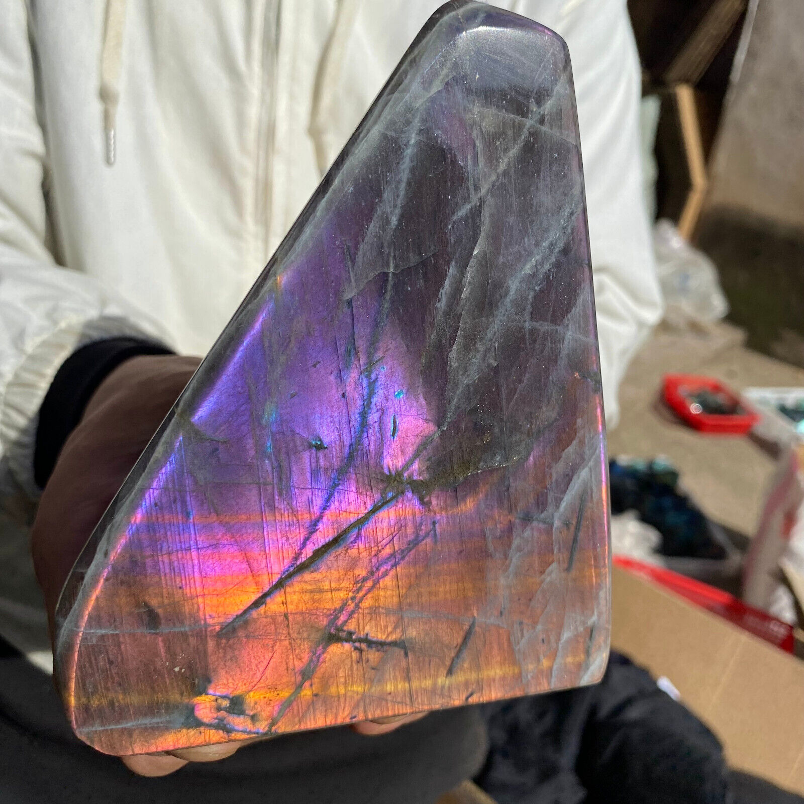 2.8lb Large Natural Labradorite Quartz Crystal Display Mineral Specimen Healing