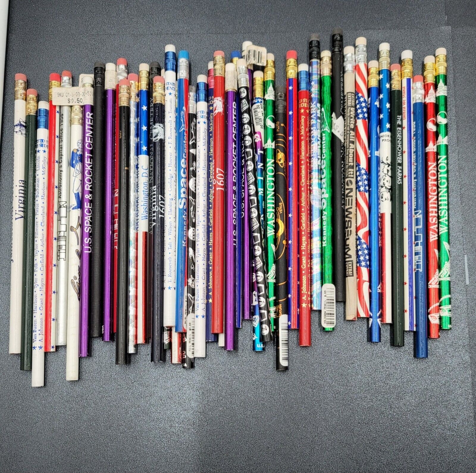 Huge Lot of 45 Vintage Pencils Unsharpened Patriotic Museums Monuments ALL USA
