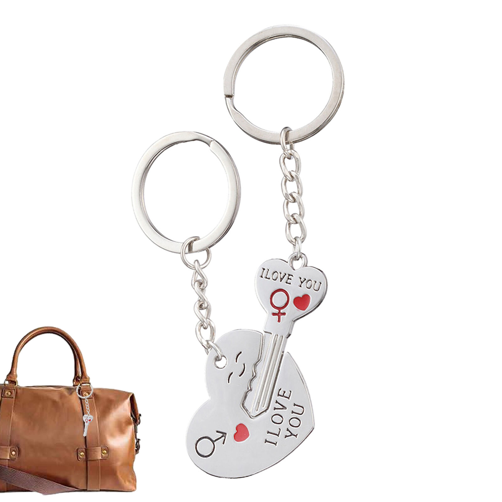 Matching Key Chains Alloy Heart Key Shape 1 pair Keychain Creative Bag Pendants