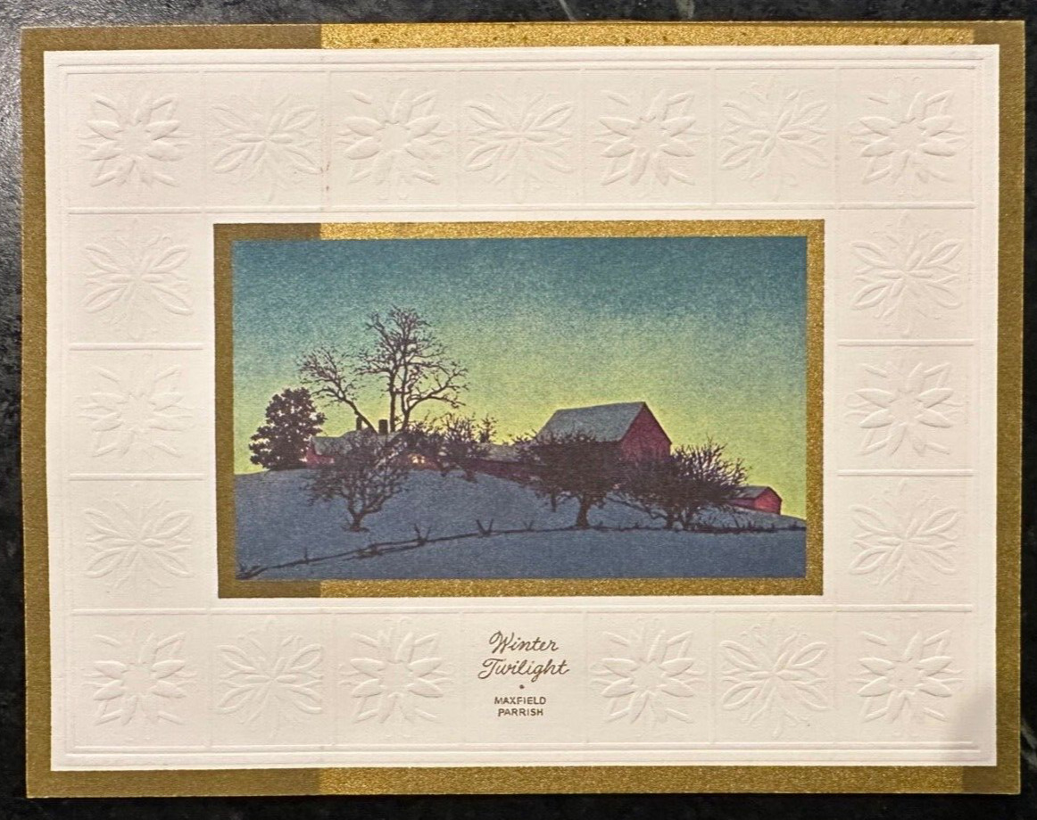 Vintage Maxfield Parrish Brown & Bigelow Christmas Card Sample Winter Twilight