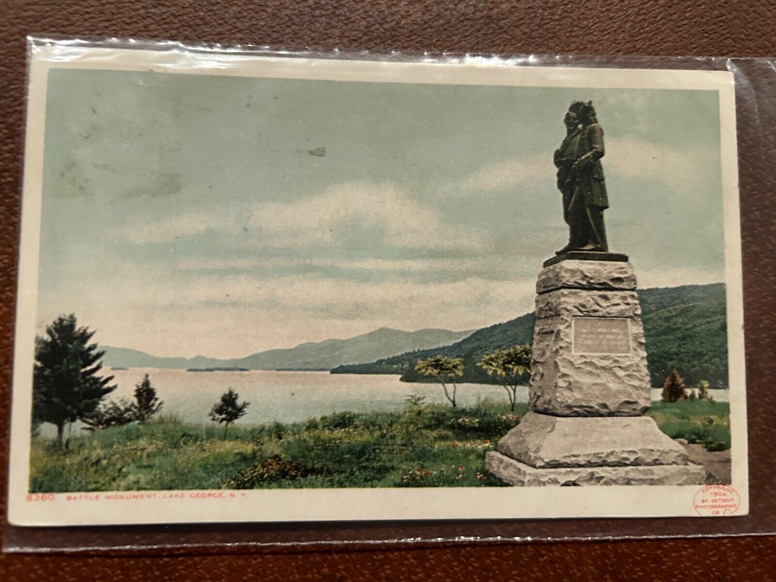 Vintage Postcard New York 1904 Battle Monument Lake George Phostint