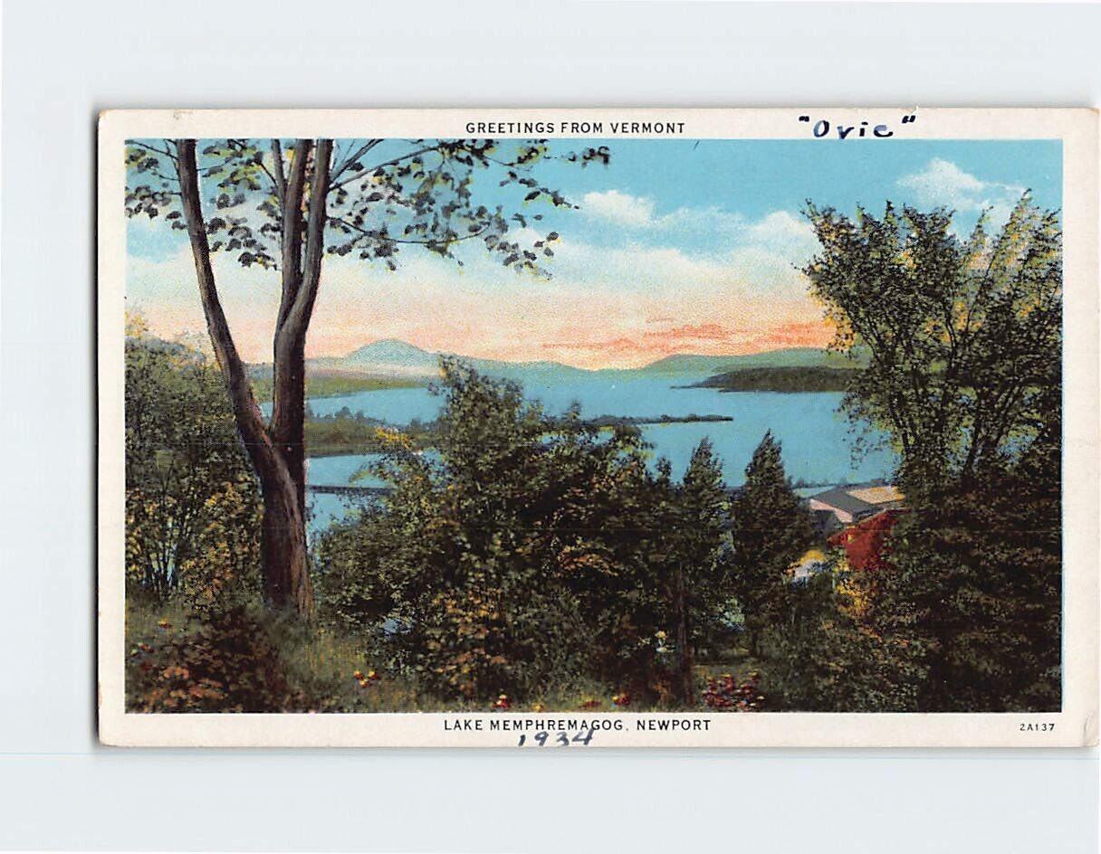 Postcard Greeting from Vermont Lake Memphremagog New Port Vermont USA