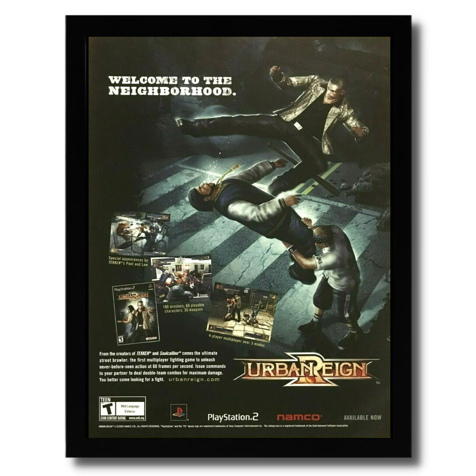 2005 Urban Reign Framed Print Ad/Poster Official Original PS2 Playstation 2 Art