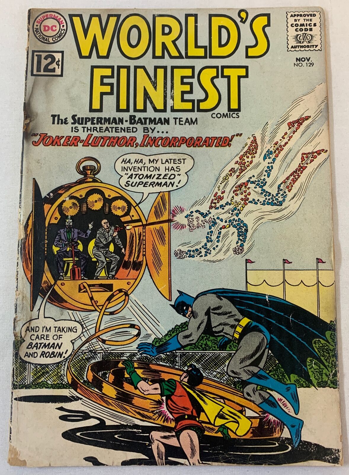 1962 DC Comics WORLD\'S FINEST #129 ~ low grade, water damaged, cover detached