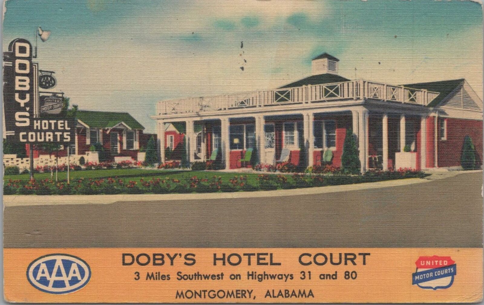 Postcard Doby\'s Hotel Court Montgomery Alabama AL 