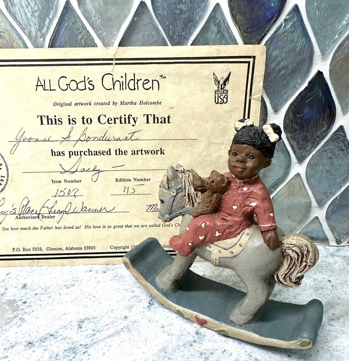 All God\'s Children Collectible Sally #1507  1990  Original COA