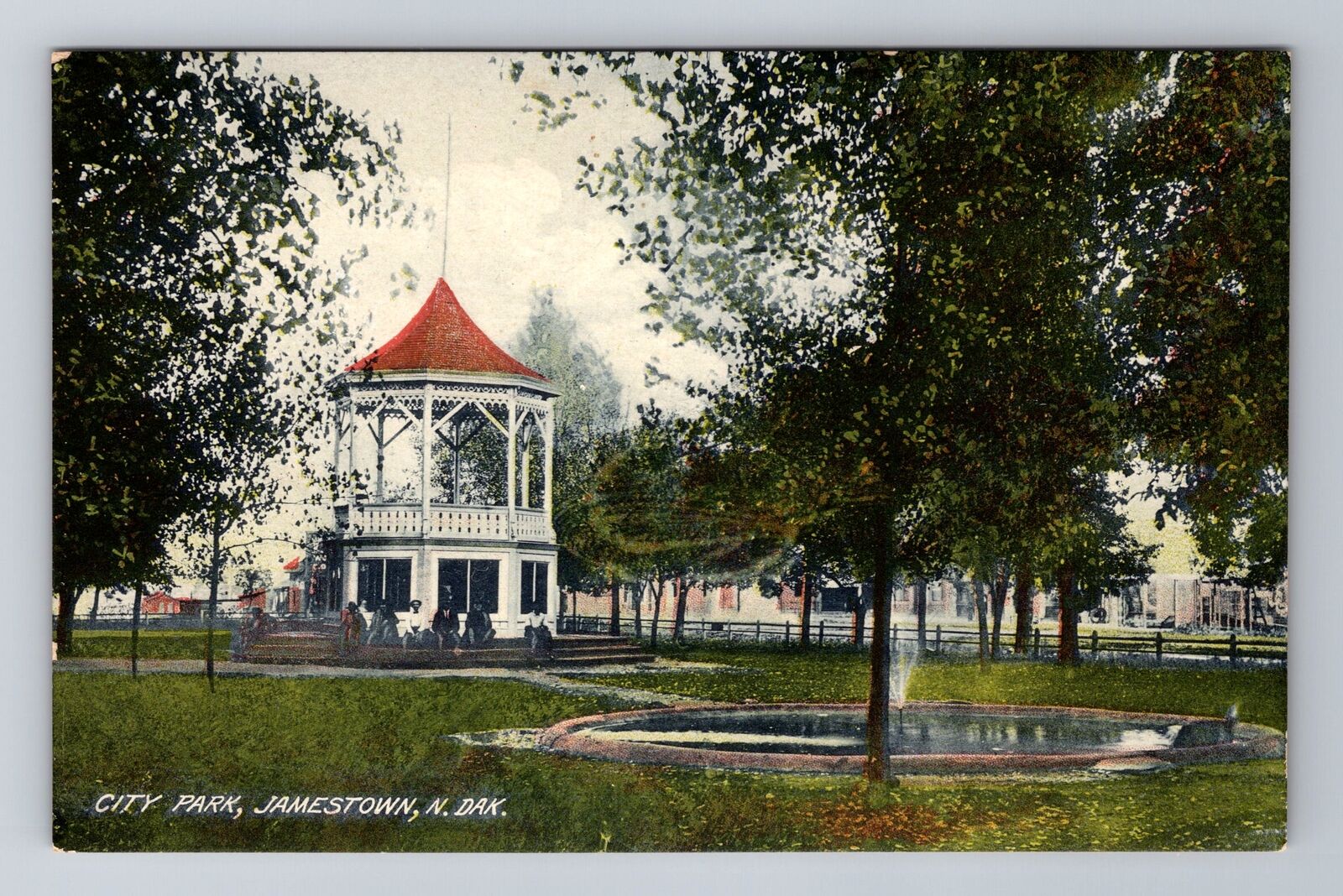Jamestown ND-North Dakota, City Park, Antique, Vintage Souvenir Postcard