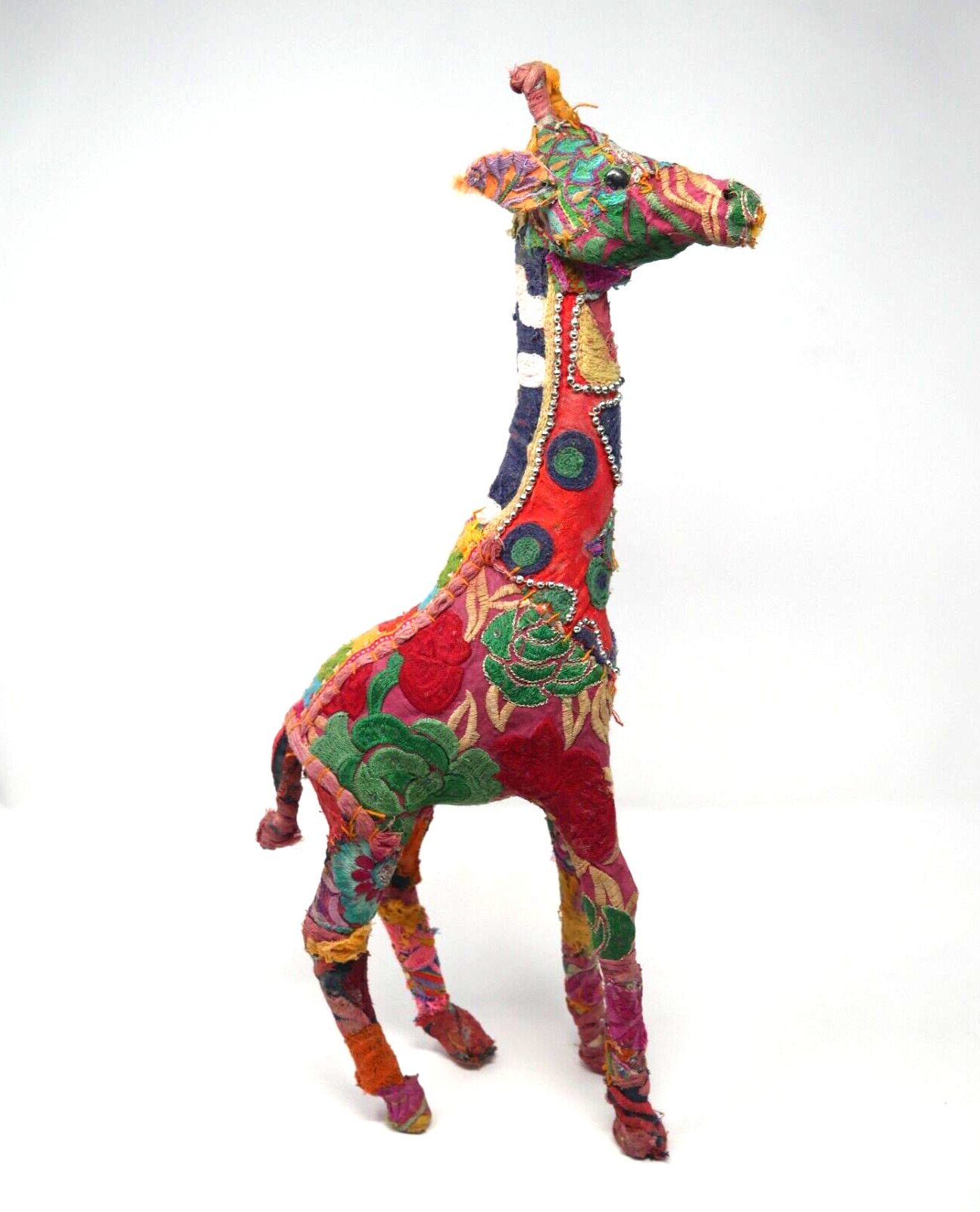 Rajasthani Vintage 1950s Handcrafted Patchwork Embroidered Giraffe, Folk Art 18\
