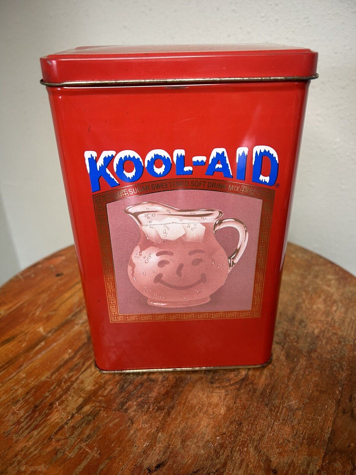 Vintage Kool-Aid Tin Red Collectible Canister Metal Empty Can