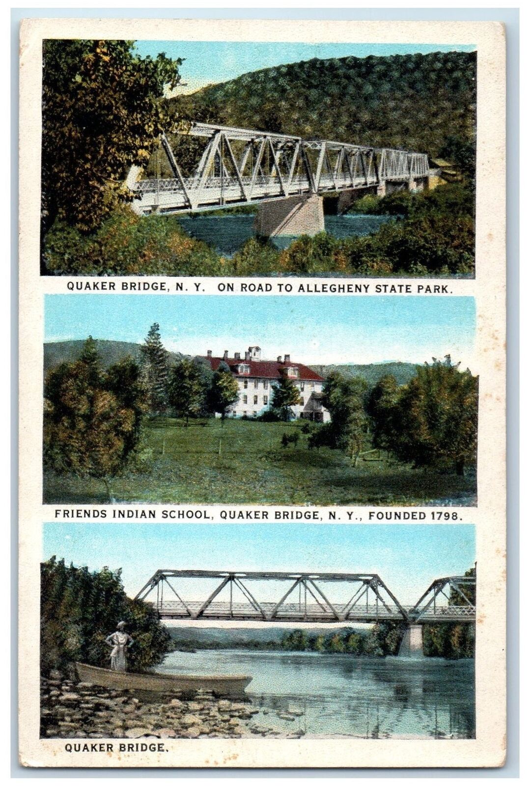 c1940s Quaker Bridge Friends Indian School New York NY Unposted Vintage Postcard