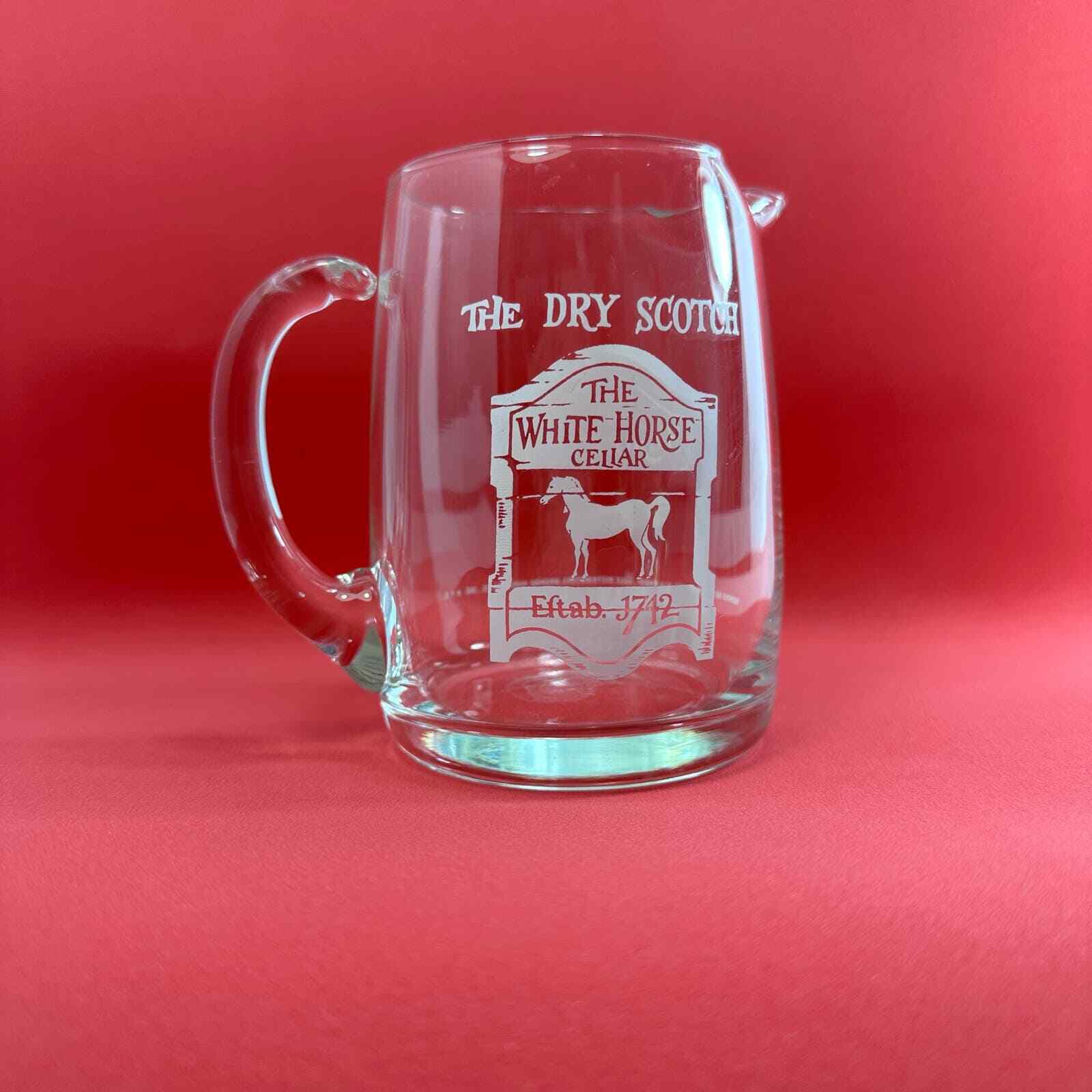 VTG The White Horse Cellar Dry Scotch Whiskey Glass Pitcher with Applied Handle