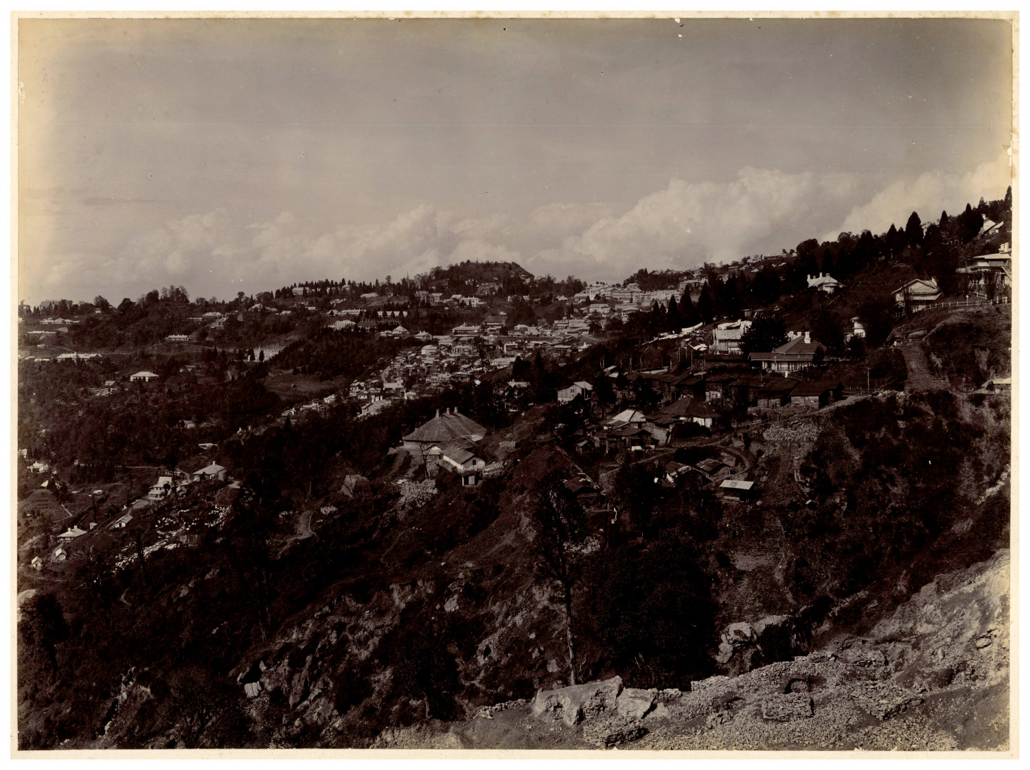India, Darjeeling, General View Vintage Print, Albumin Print 21.5x29  
