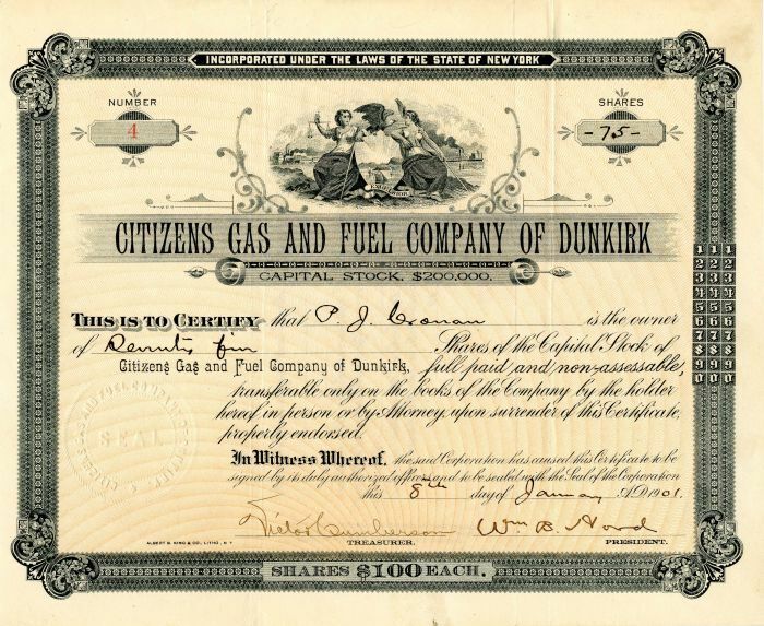 Citizens Gas and Fuel Co. of Dunkirk - Utility Stocks & Bonds