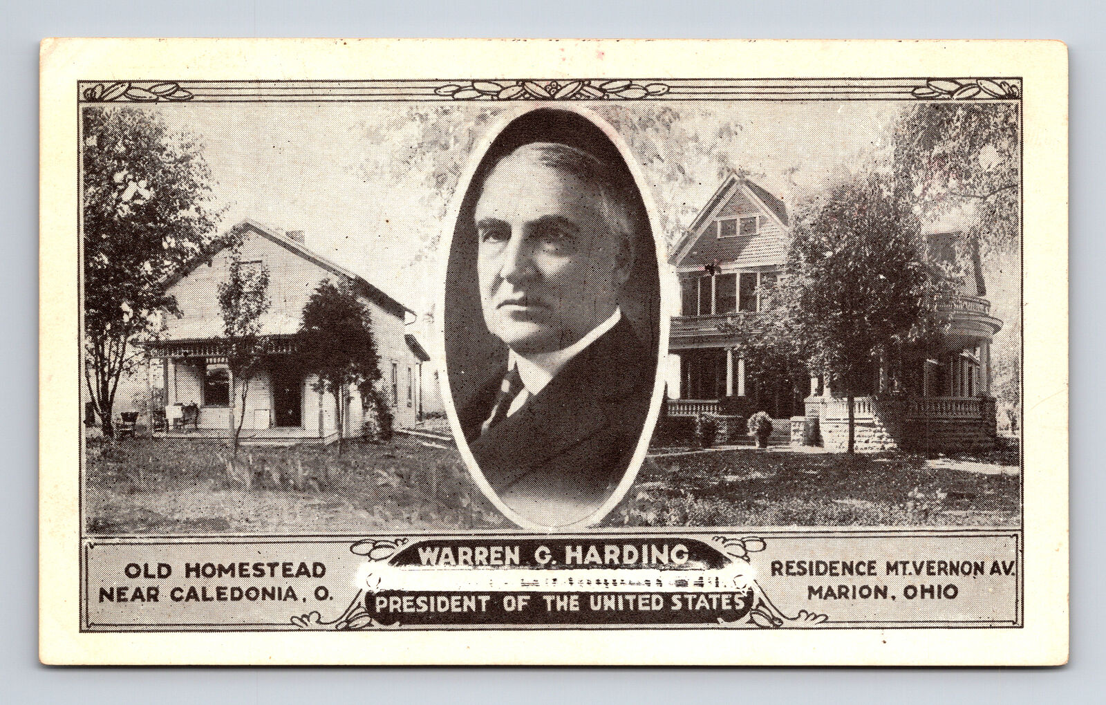 Rare Warren Harding Homestead Residence Presidential Campaign Marion OH Postcard
