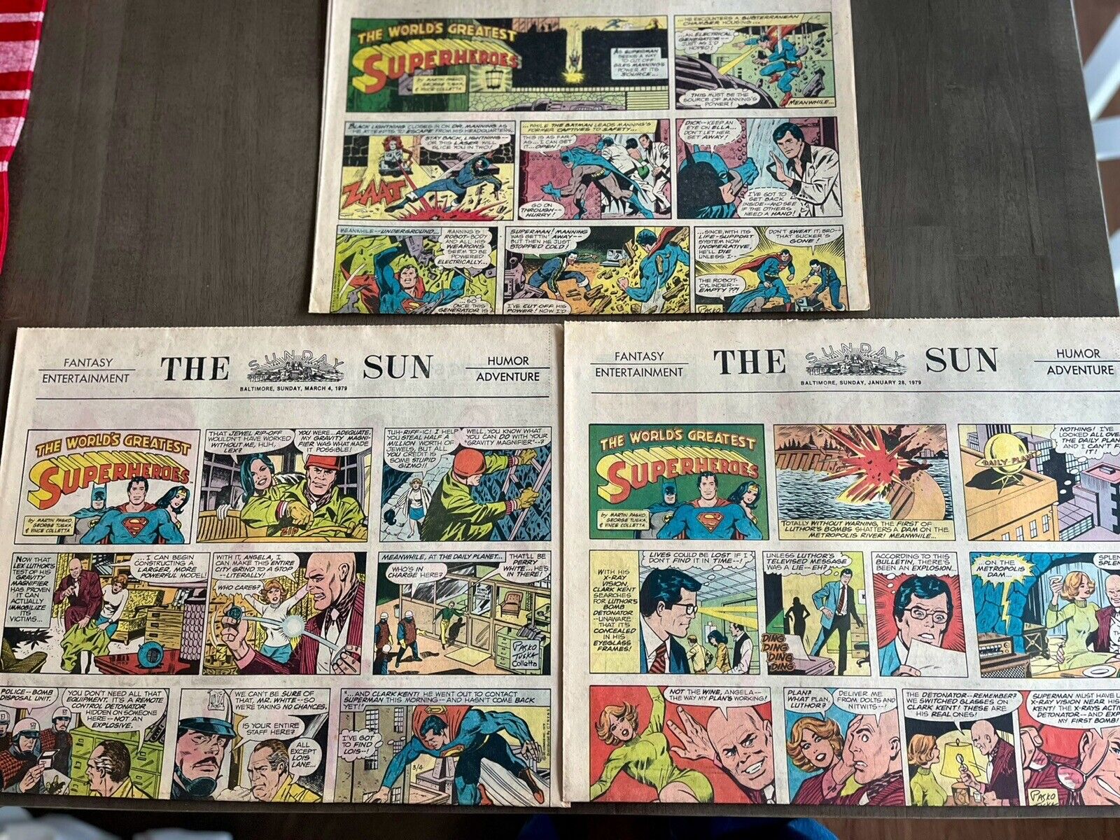 DC Worlds Greatest Superheroes Original color newspaper strips 1979, Scarce