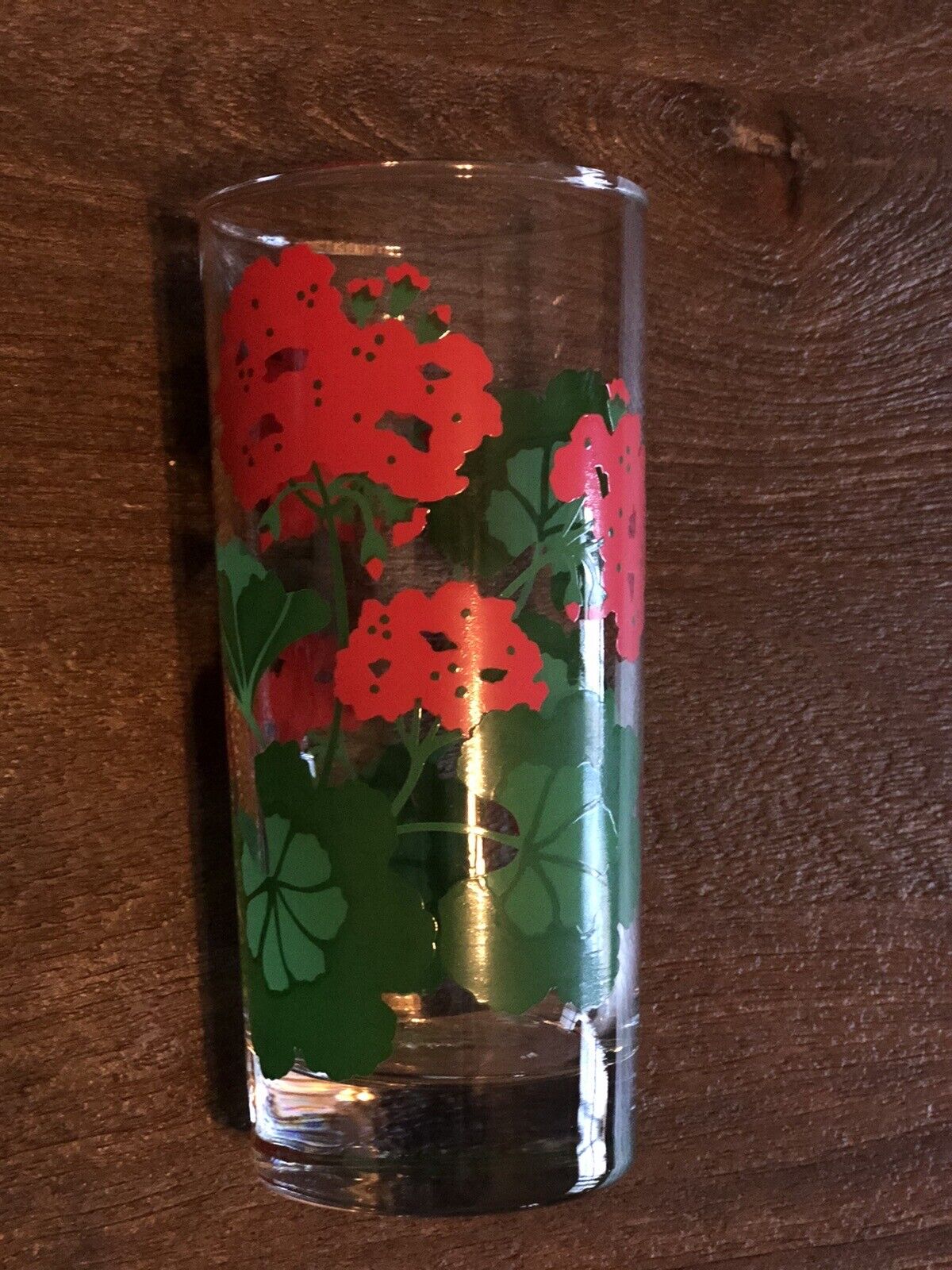 9 Vintage Avon Glasses Clear Drinking Glasses With Red Flowers/Green Leaves
