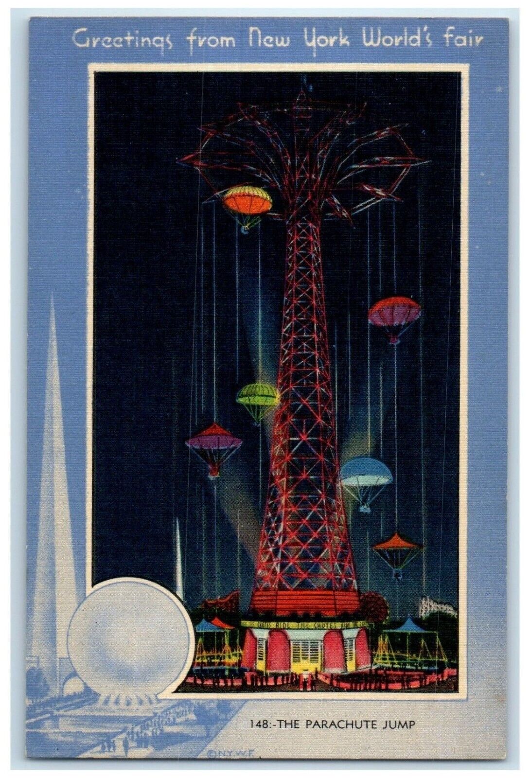 Greetings From New York World\'s Fair The Parachute Jump Chute Tower Postcard