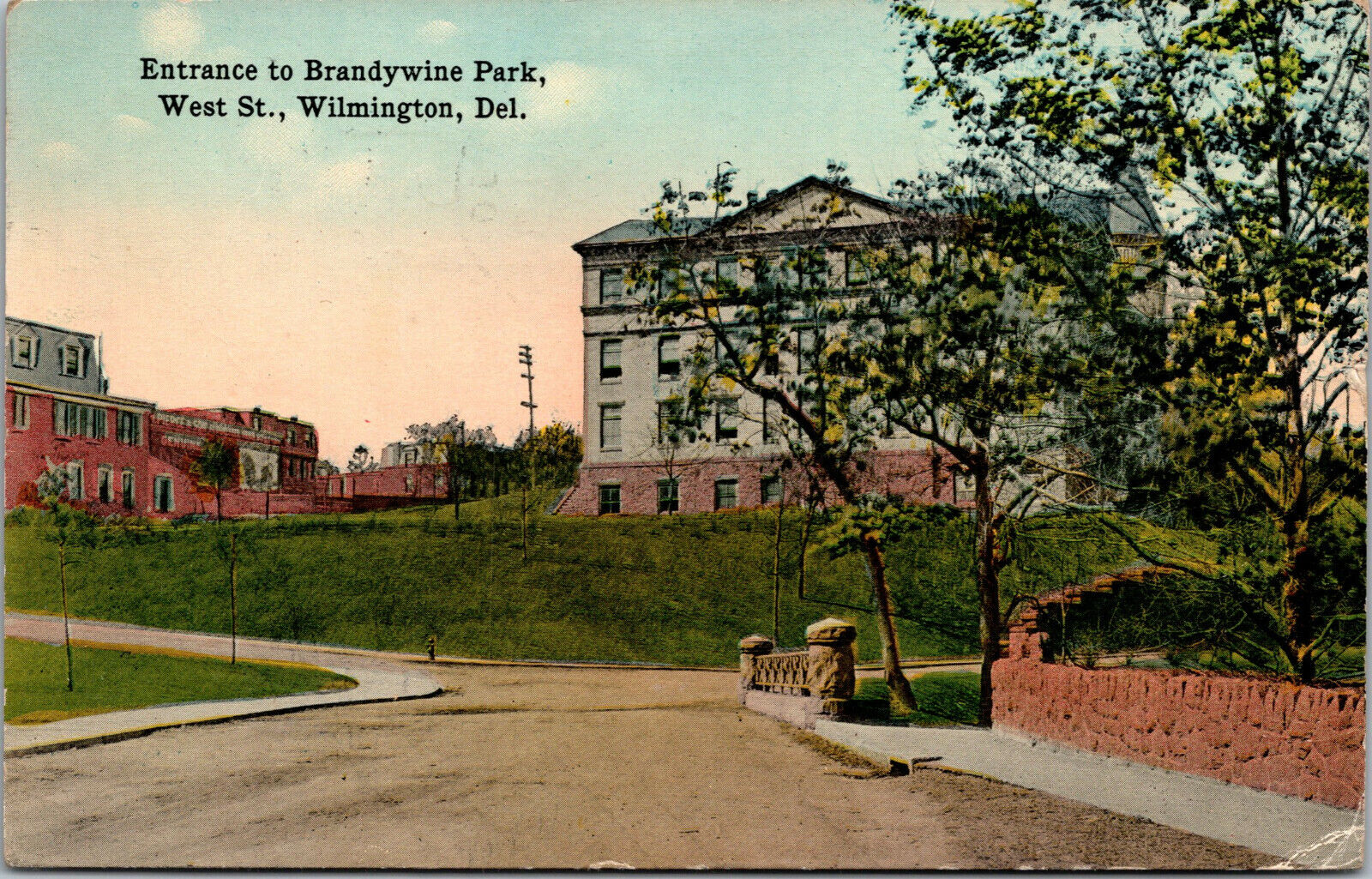 Vtg 1910s Entrance to Brandywine Park West St Wilmington Delaware DE Postcard