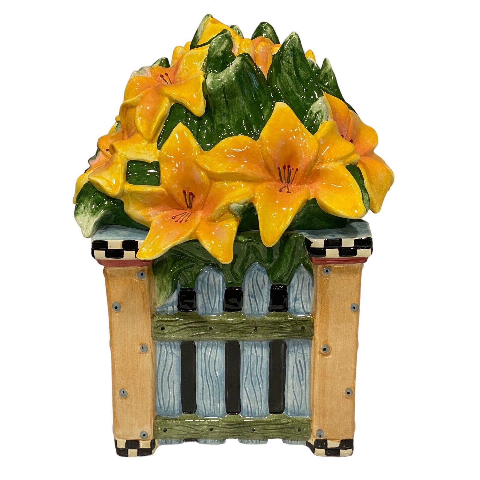 Debbie Mumm Spring Daffodil Cookie Jar Hand Painted Bouquet Vtg Sakura READ