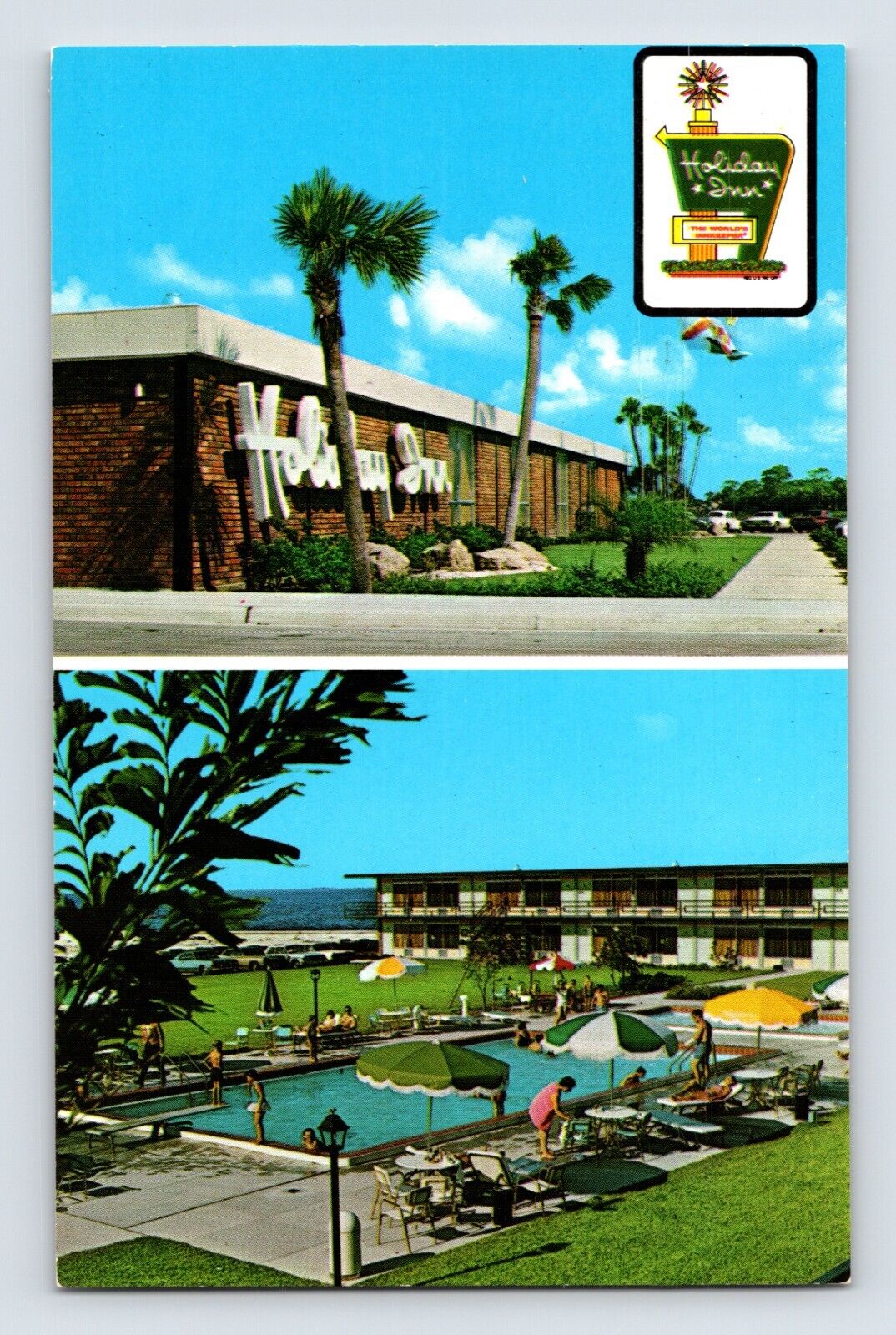 Postcard Florida Titusville FL Holiday Inn Pool 1960s Unposted Chrome