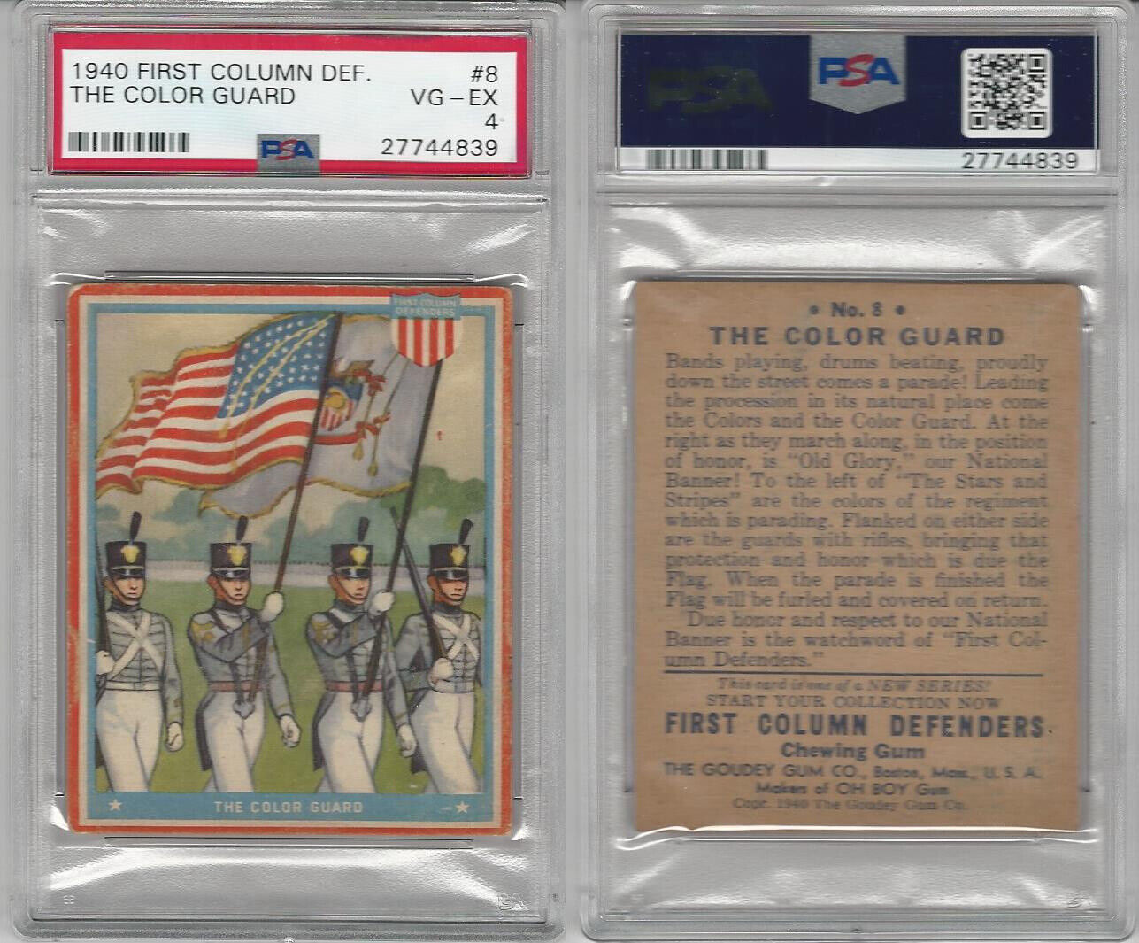 R50 Goudey, First Column Defenders, 1940, #8 The Color Guard, PSA 4 VGEX