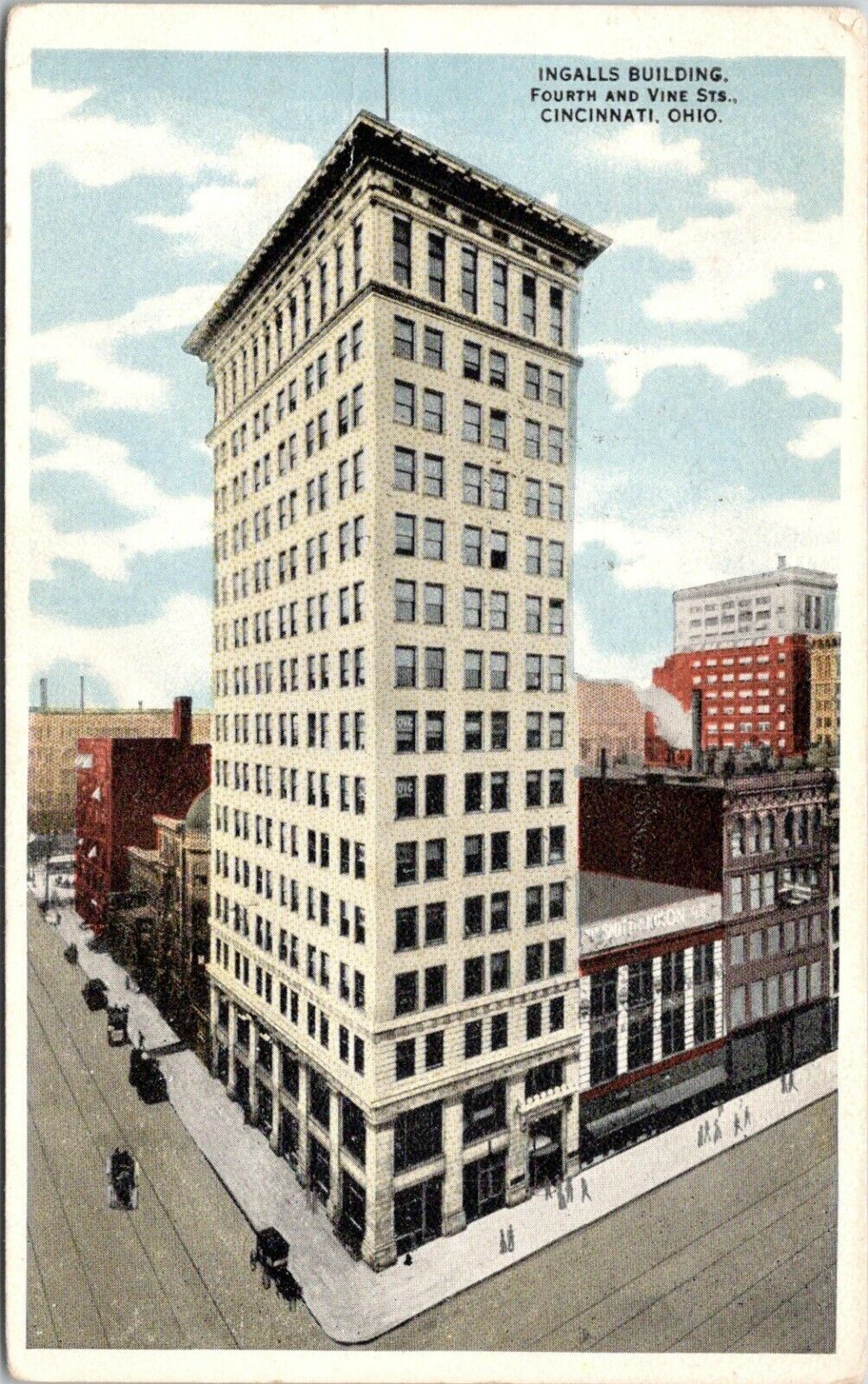 Cincinnati Ohio~Ingalls Building~4th & Vine Street~View Down Street~1917