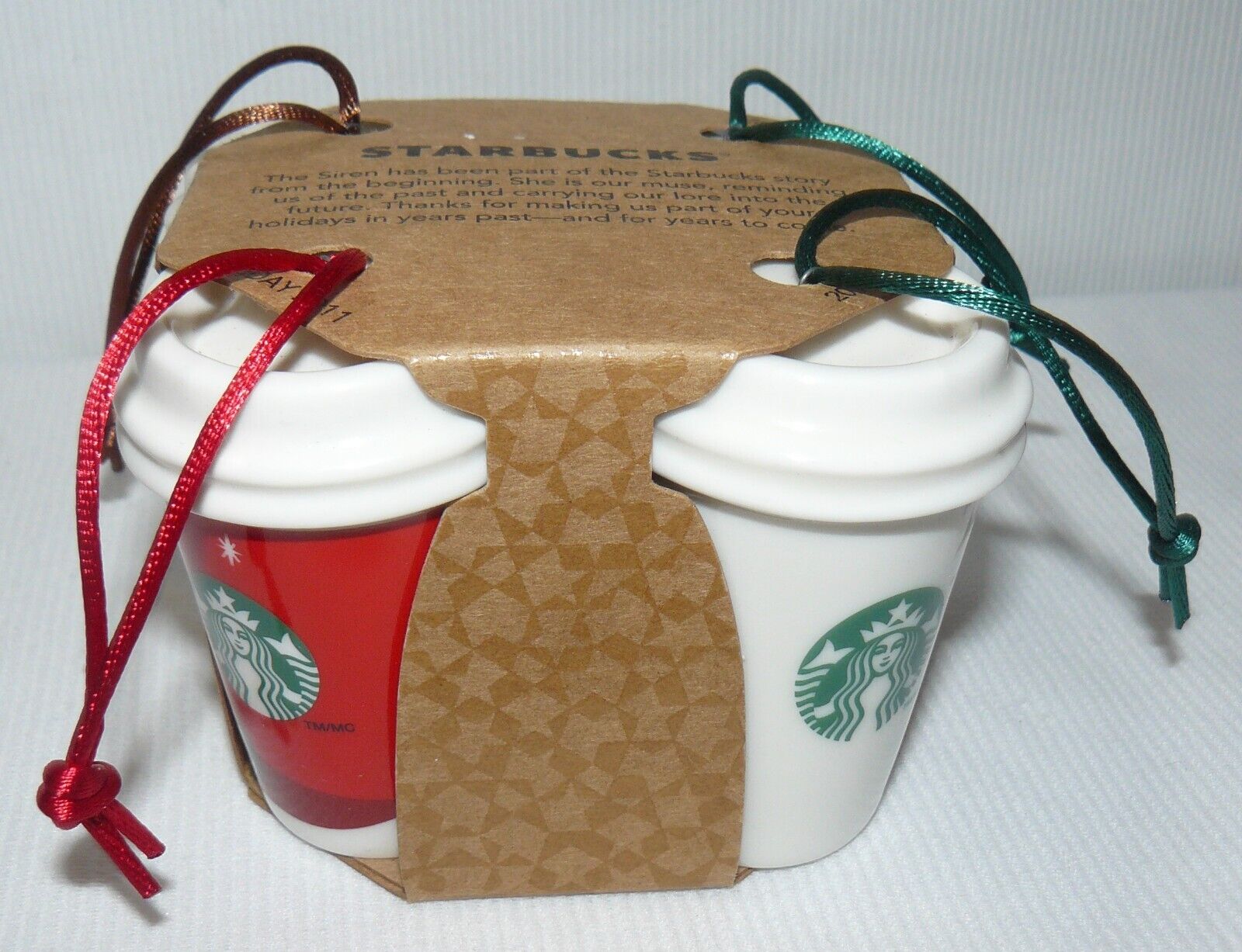 Starbucks NWT Holiday Ornaments 4 Mini To Go Tiny Coffee Cups All Different