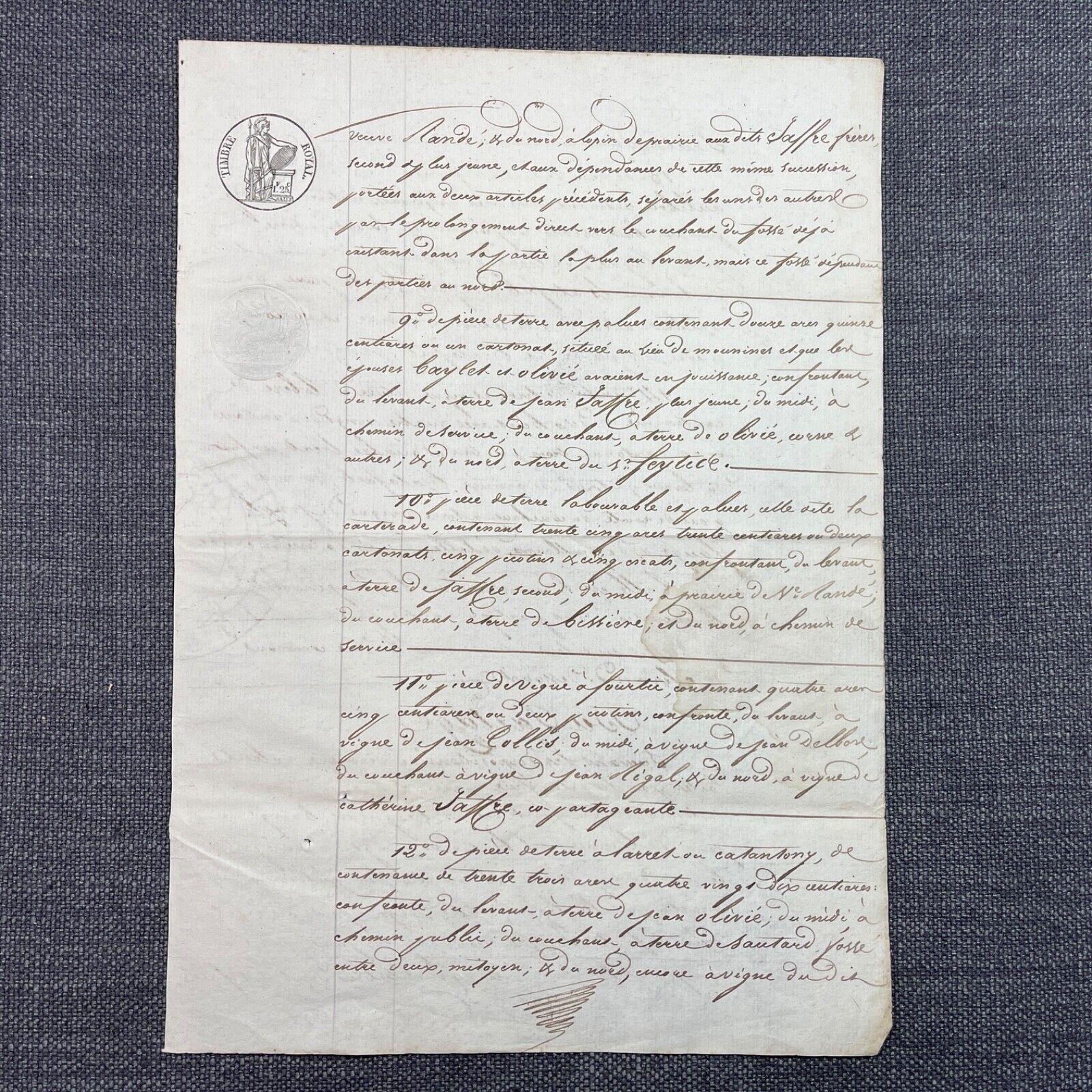 Antique Document 1821 French Will and Testament Embossed Timbre Royal Seal