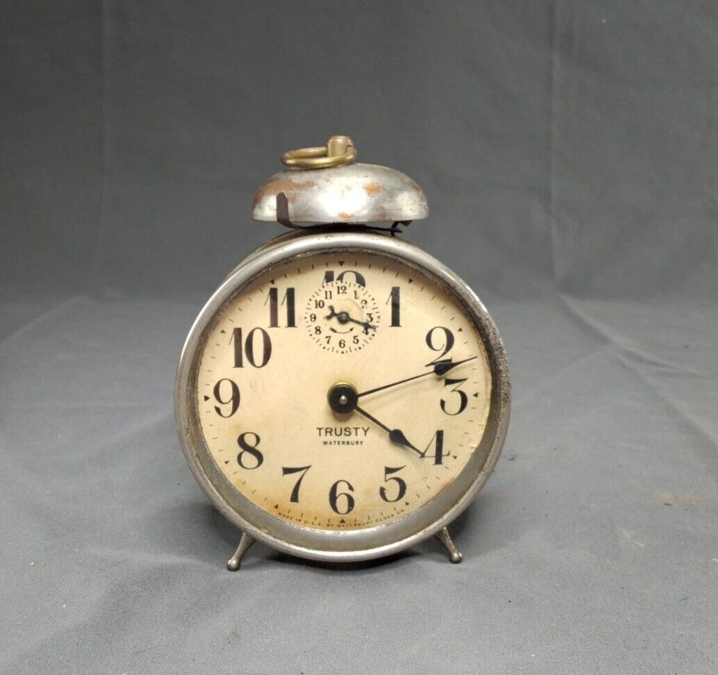 TRUSTY Metal alarm clock Waterbury Clock Company 1910-21 patents