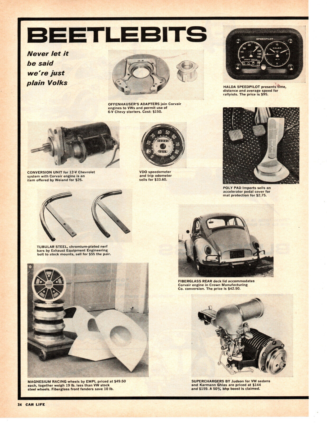 1966 VOLKSWAGEN KITS & ACCESSORIES ~ ORIGINAL  4-PAGE ARTICLE / AD