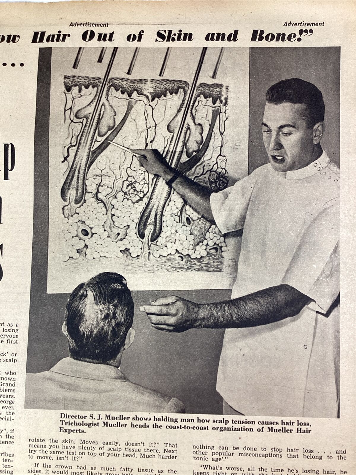 Mueller Hair Growth Atlanta GA Print Ad 1952 AJC George Voss