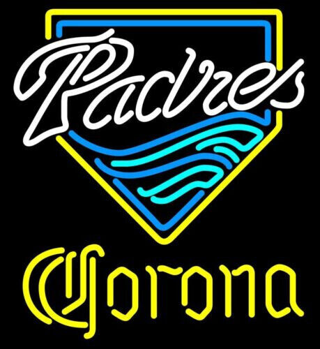 San Diego Padres Corona Neon Sign Decor Real Glass Man Cave Club 24x20 Wall Lamp
