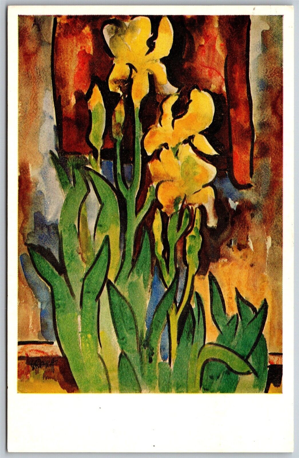 Vtg Yellow Iris by Karl Schmidt Rottlupf National Gallery of Art Postcard