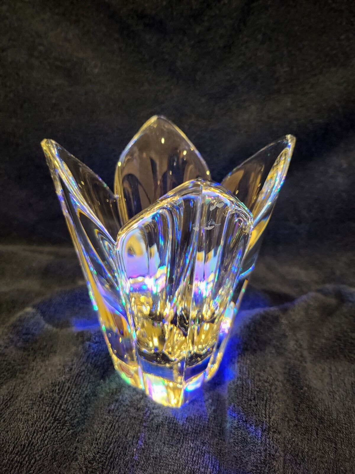 Orrefors Tulip Sweden Crystal Art Glass Vase 5.75\