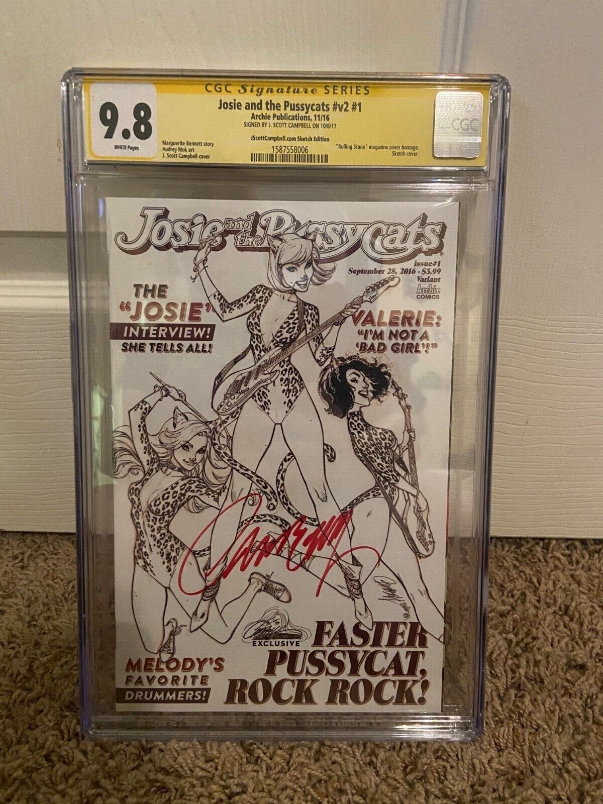 Josie and the Pussycats V2 #1 CGC 9.8 SS J. Scott Campbell Rolling Stones 