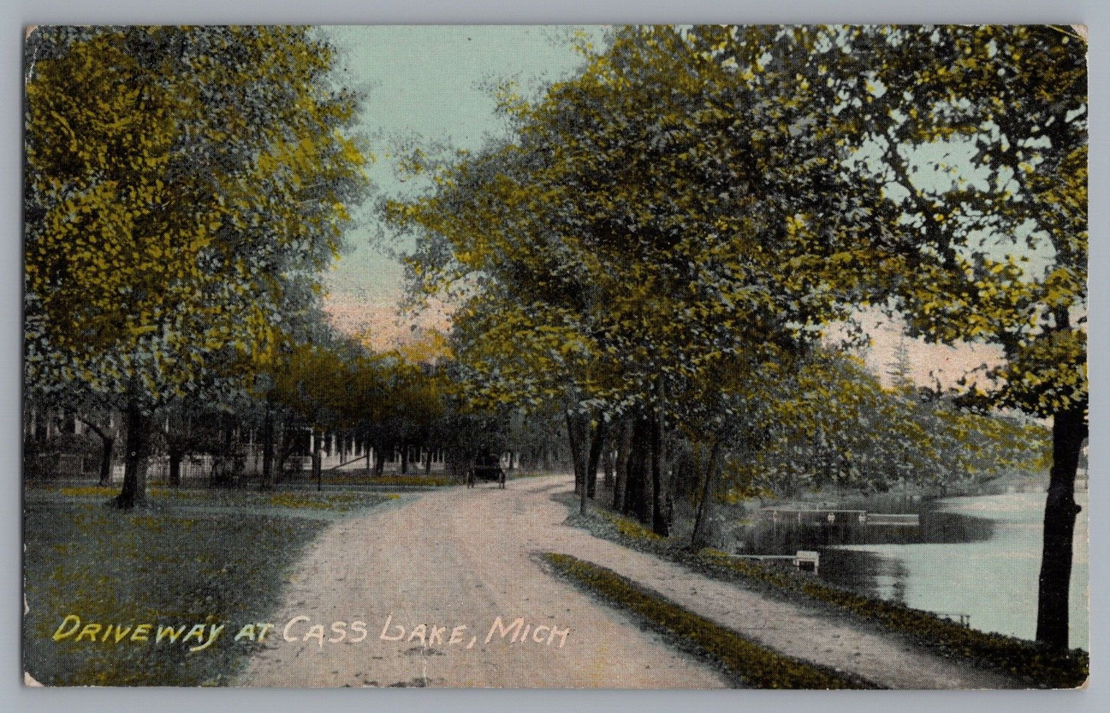 Driveway At Cass Lake Michigan Postcard