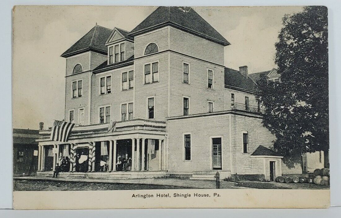 Shinglehouse Pa The Arlington Hotel 1908 to Coudersport Penna Postcard N9
