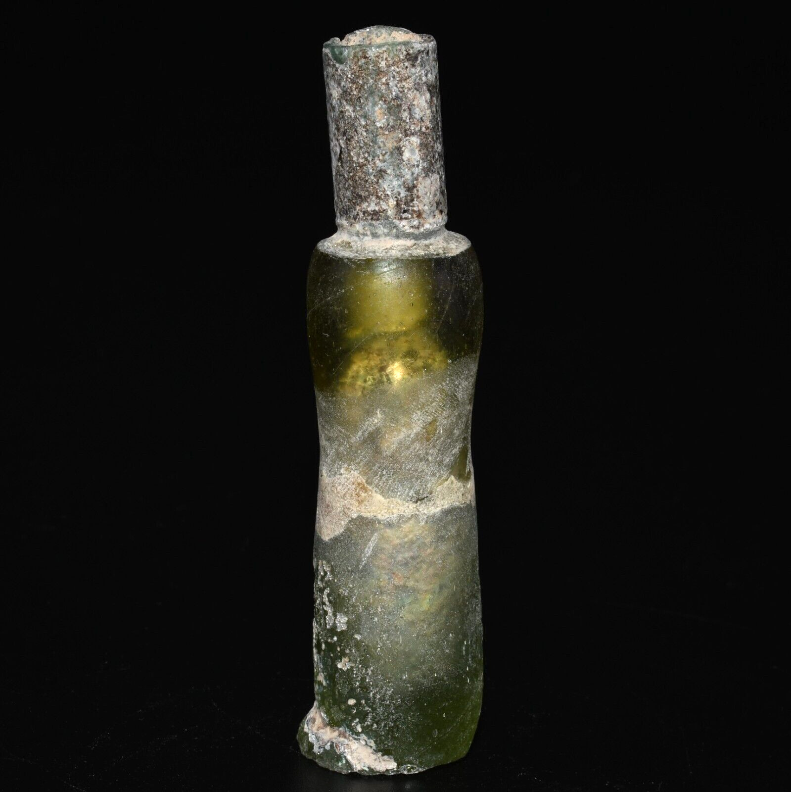 Genuine Ancient Roman Glass Bottle with Green Patina Circa 1st - 3rd Century AD