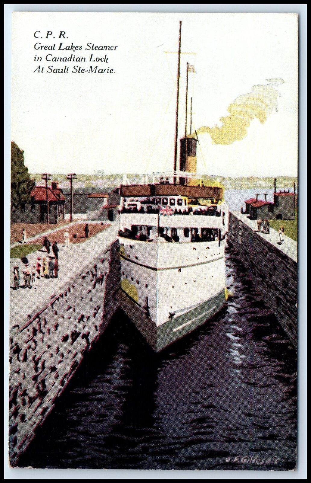 Postcard C. P. R.great Lakes Steamerin Canadian Lockm Sault Ste-marie   Y63