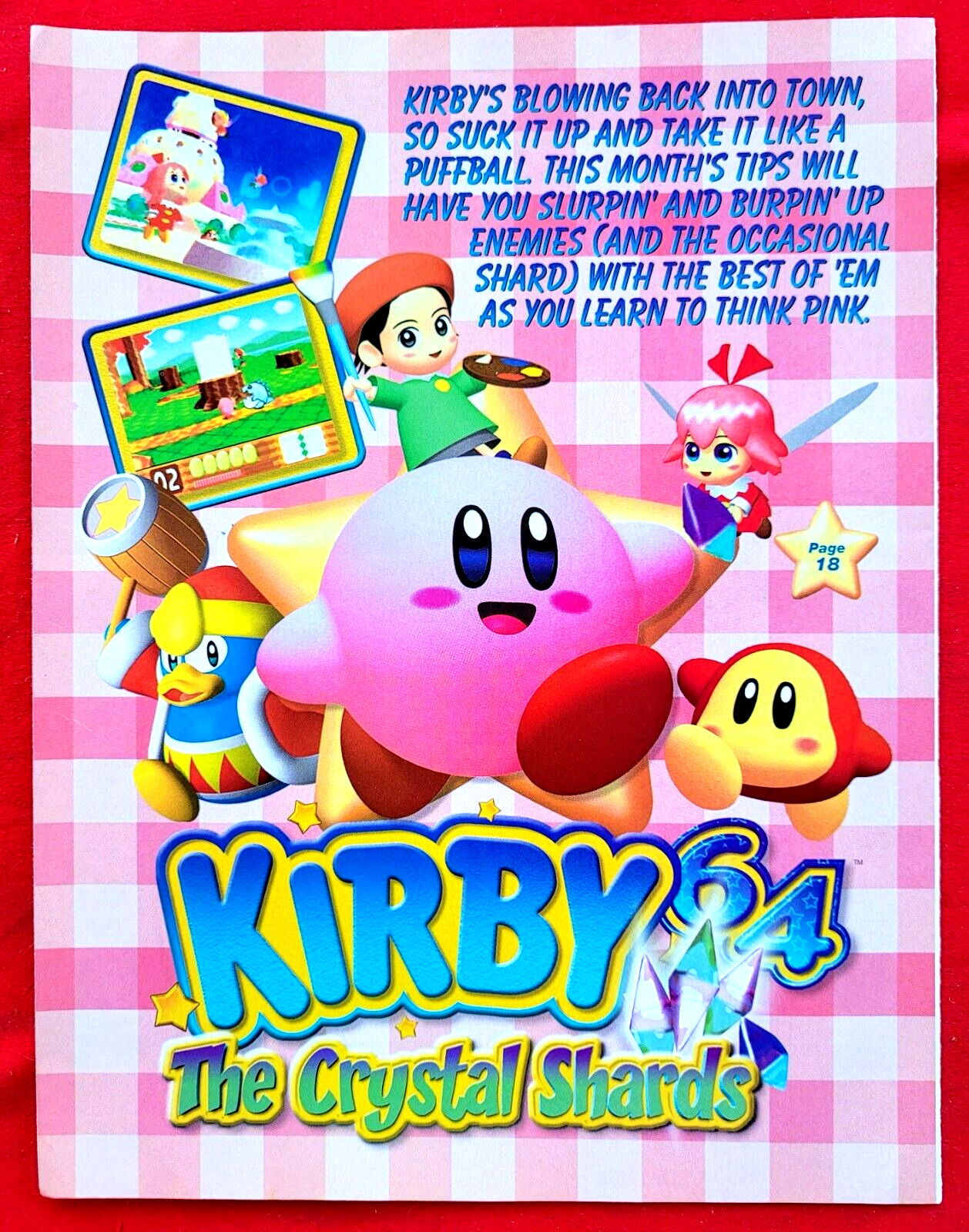 2000 KIRBY 64 The Crystal Shards Nintendo Video Game - Promo Art Print AD
