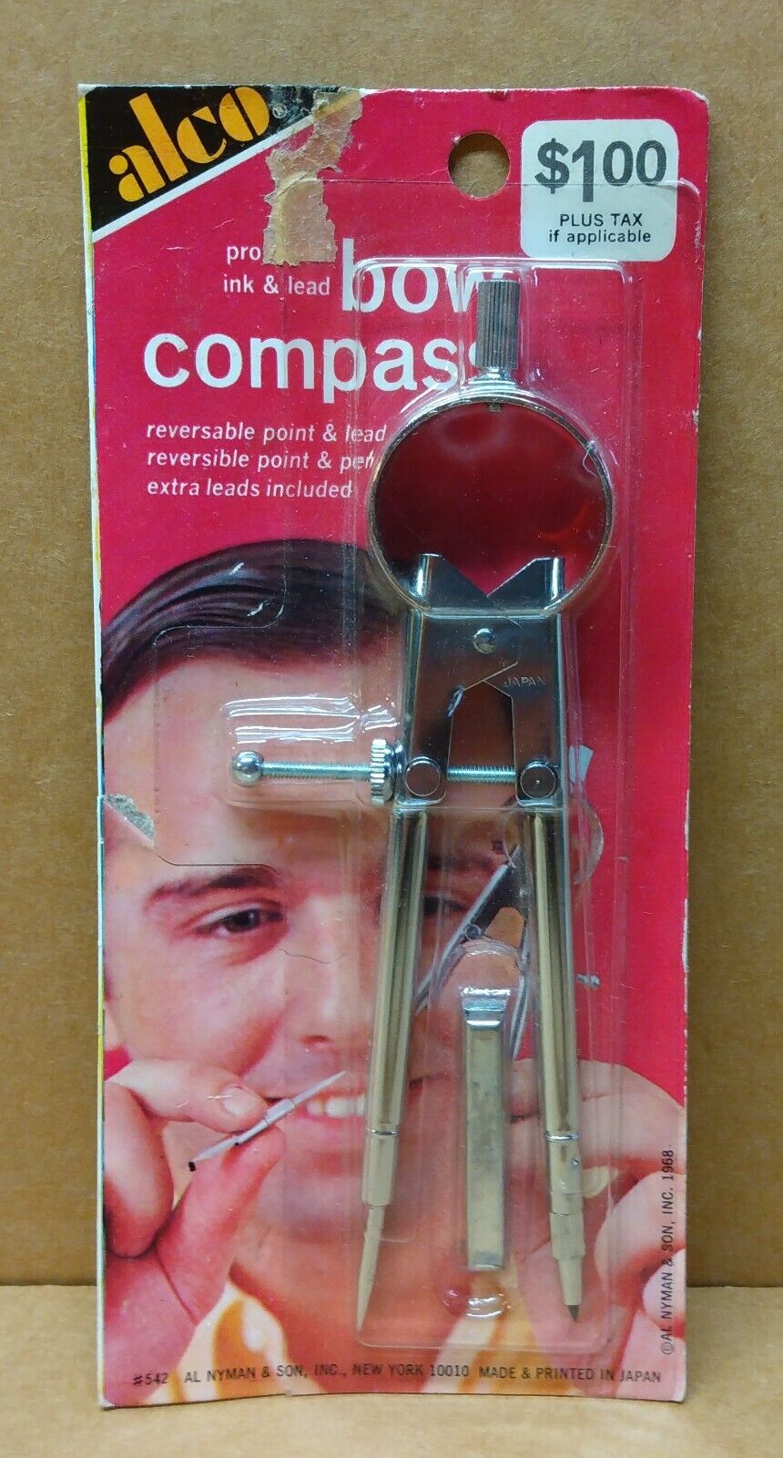 vintage 1968 ALCO Ink-Lead Bow Compass Made in Japan NEW-SEALED