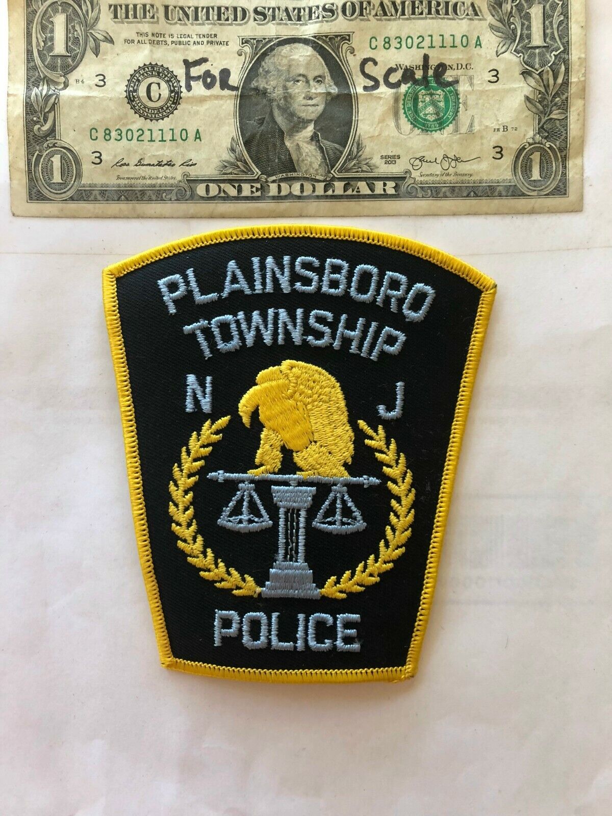 Plainsboro New Jersey Police Patch (TWP) un-sewn in Great Shape